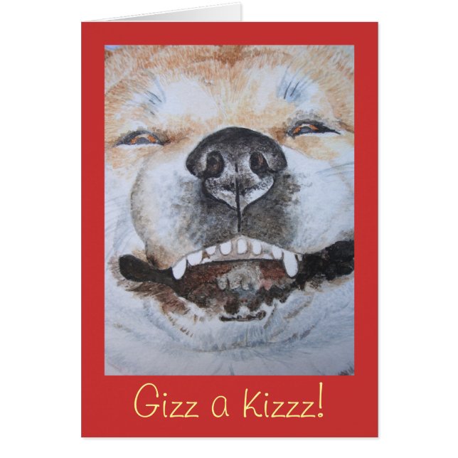 cute akita smiling funny dog cards (Front)