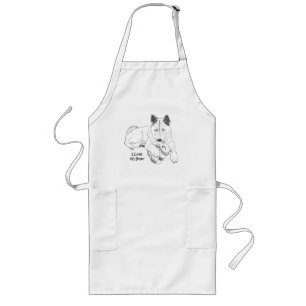 Cute akita with teddy bear dog prtrait art long apron