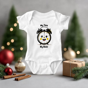 Cute Alarm Clock Baby Illustration Outfit Baby Bodysuit