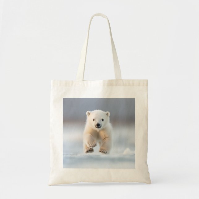Cute Alaska Polar Bear Cub  Tote Bag (Front)