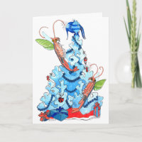 Cute Alaskan Fairy Shrimp and Tree Christmas Card