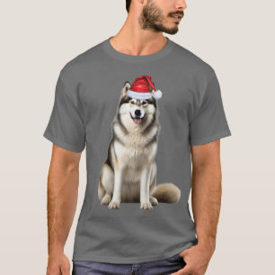 Cute Alaskan Malamute Dog Lover Funny Christmas T-Shirt