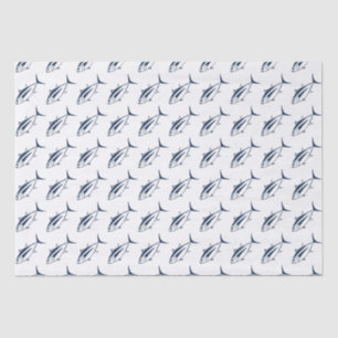 Cute Albacore Tuna Fish in Marine Blue and White Tissue Paper