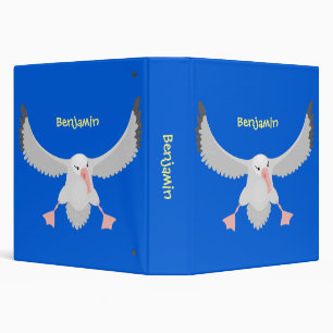 Cute albatross bird flying cartoon illustration 3 ring binder