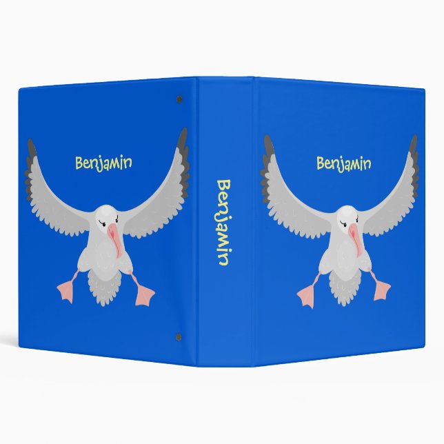Cute albatross bird flying cartoon illustration 3 ring binder (Background)