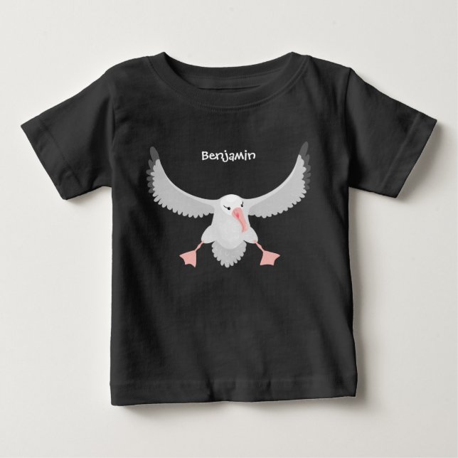Cute albatross bird flying cartoon illustration baby T-Shirt (Front)