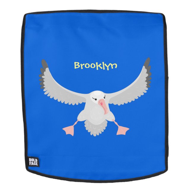 Cute albatross bird flying cartoon illustration backpack (Removable Face)
