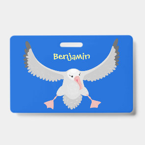 Cute albatross bird flying cartoon illustration badge
