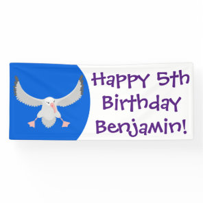 Cute albatross bird flying cartoon illustration banner