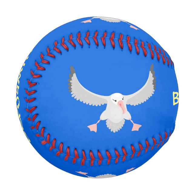 Cute albatross bird flying cartoon illustration baseball (Front Left)