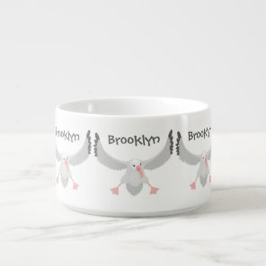 Cute albatross bird flying cartoon illustration bowl