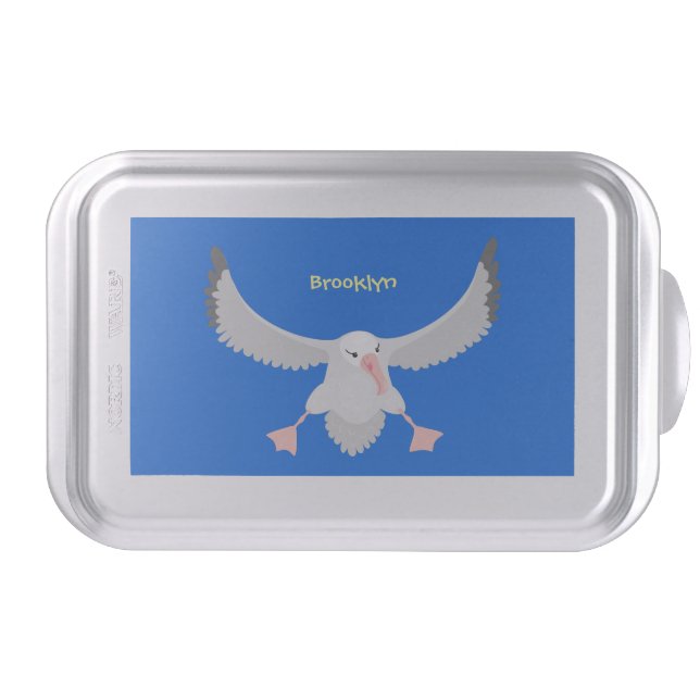 Cute albatross bird flying cartoon illustration cake pan (Front)