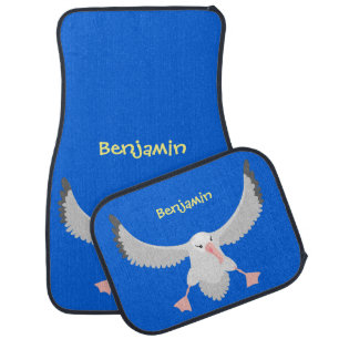Cute albatross bird flying cartoon illustration car floor mat