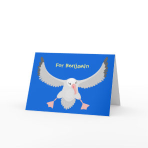 Cute albatross bird flying cartoon illustration card