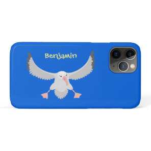 Cute albatross bird flying cartoon illustration iPhone 11 pro case