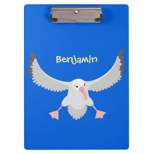 Cute albatross bird flying cartoon illustration clipboard