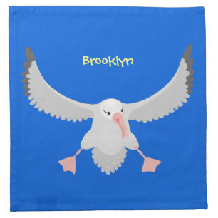 Cute albatross bird flying cartoon illustration cloth napkin