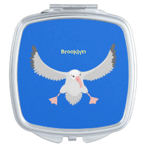 Cute albatross bird flying cartoon illustration compact mirror