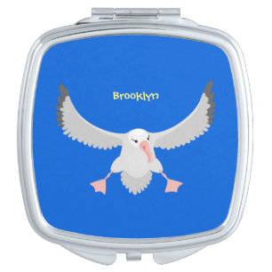 Cute albatross bird flying cartoon illustration compact mirror