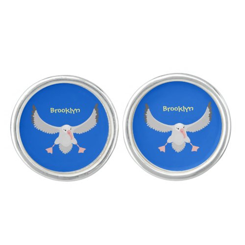 Cute albatross bird flying cartoon illustration cufflinks