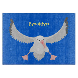Cute albatross bird flying cartoon illustration cutting board