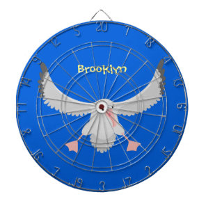 Cute albatross bird flying cartoon illustration dart board