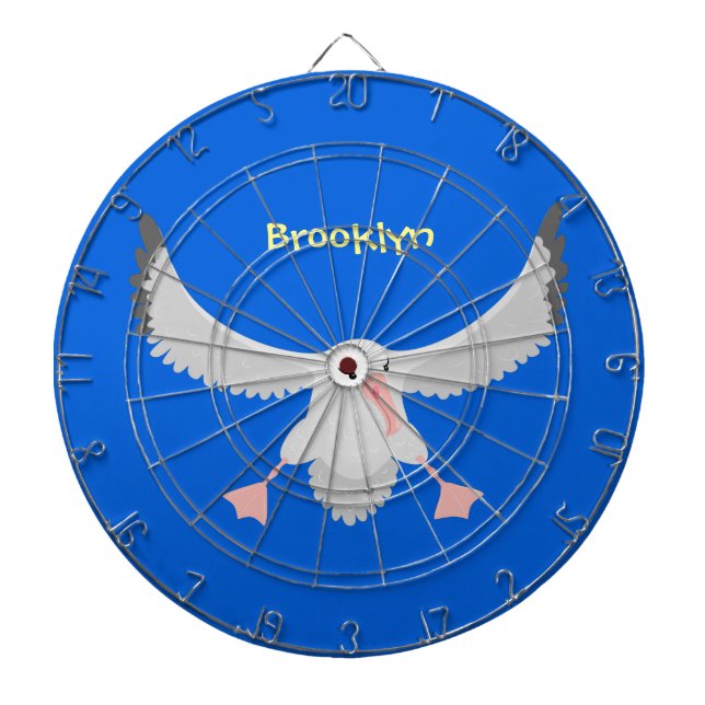 Cute albatross bird flying cartoon illustration dart board (Front)
