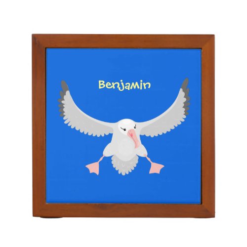 Cute albatross bird flying cartoon illustration desk organizer