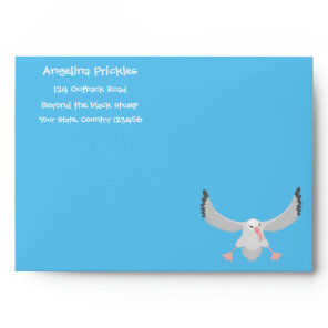 Cute albatross bird flying cartoon illustration envelope