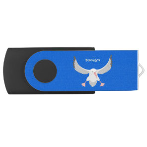 Cute albatross bird flying cartoon illustration flash drive