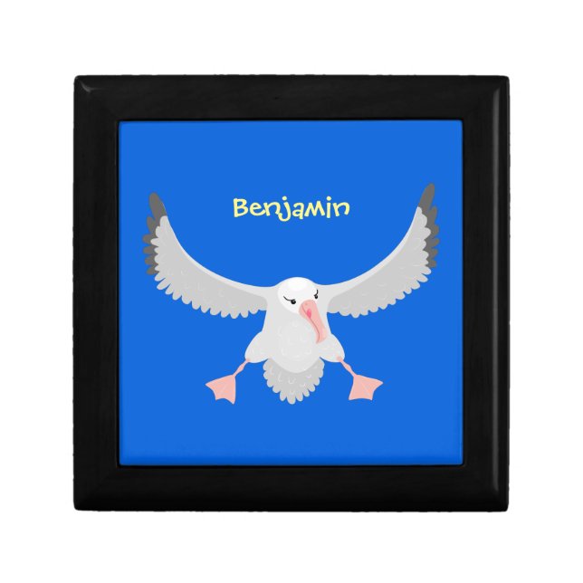 Cute albatross bird flying cartoon illustration gift box (Front)