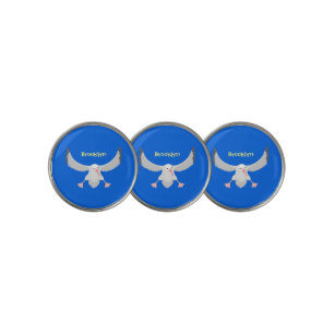 Cute albatross bird flying cartoon illustration golf ball marker
