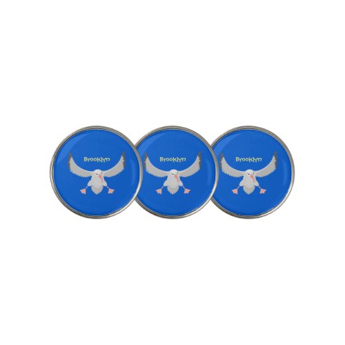 Cute albatross bird flying cartoon illustration golf ball marker