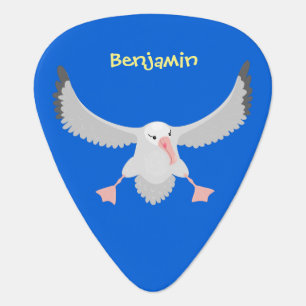 Cute albatross bird flying cartoon illustration guitar pick