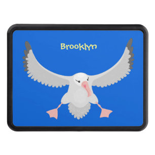 Cute albatross bird flying cartoon illustration hitch cover