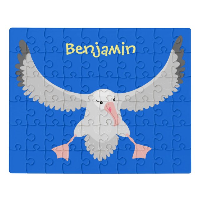 Cute albatross bird flying cartoon illustration jigsaw puzzle (Puzzle Horizontal)
