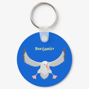 Cute albatross bird flying cartoon illustration keychain