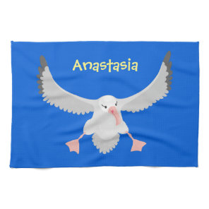 Cute albatross bird flying cartoon illustration kitchen towel