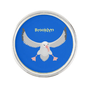Cute albatross bird flying cartoon illustration lapel pin