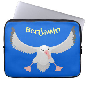 Cute albatross bird flying cartoon illustration laptop sleeve