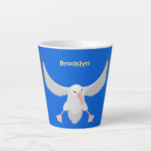 Cute albatross bird flying cartoon illustration latte mug