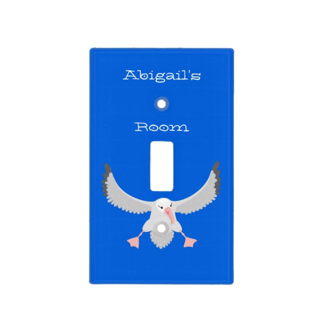 Cute albatross bird flying cartoon illustration light switch cover (Front)