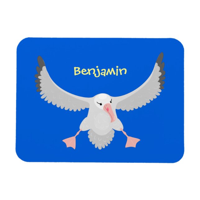 Cute albatross bird flying cartoon illustration magnet (Horizontal)