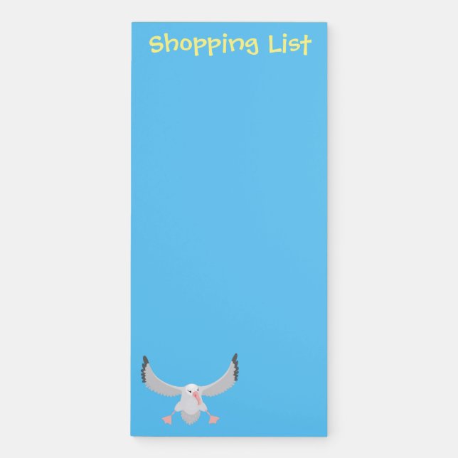 Cute albatross bird flying cartoon illustration magnetic notepad (Front)