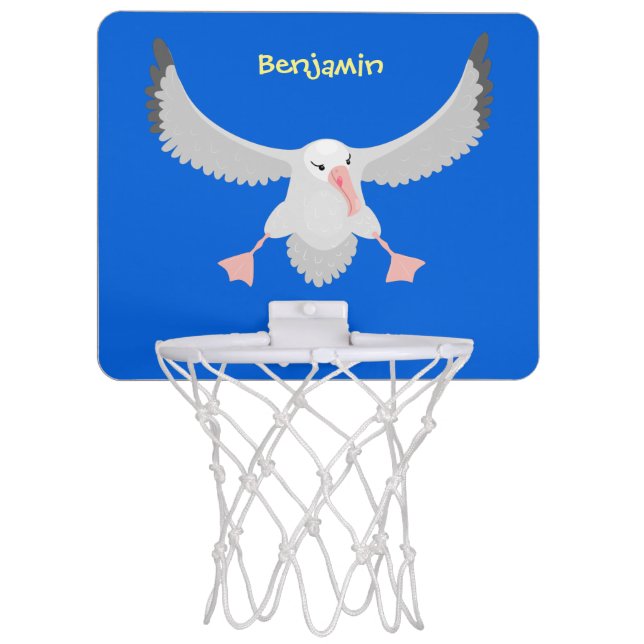 Cute albatross bird flying cartoon illustration mini basketball hoop (Front)