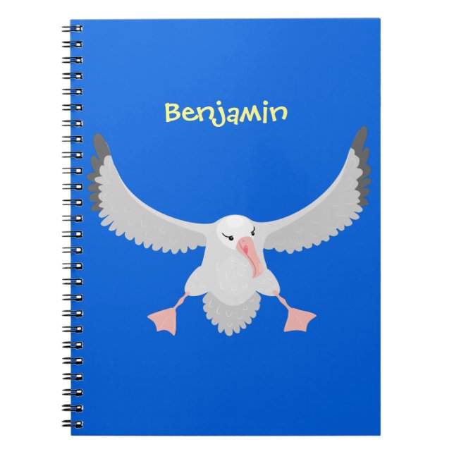 Cute albatross bird flying cartoon illustration notebook (Front)