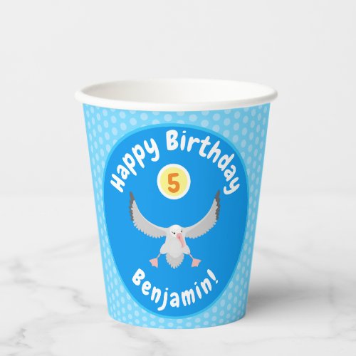 Cute albatross bird flying cartoon illustration paper cups
