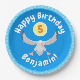 Cute albatross bird flying cartoon illustration paper plates