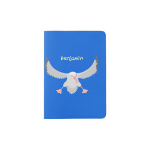 Cute albatross bird flying cartoon illustration passport holder