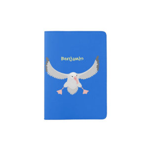 Cute albatross bird flying cartoon illustration passport holder